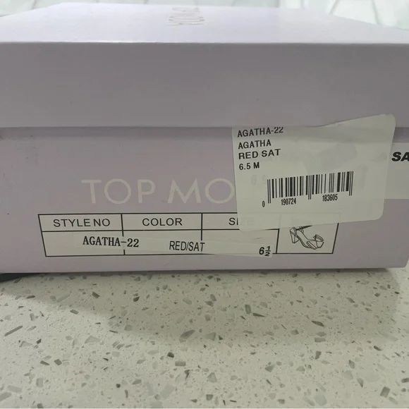 Top Moda RED Satin And Rhinestone Agatha Block Heels Bow Size 6.5 New / Box - Picture 9 of 9